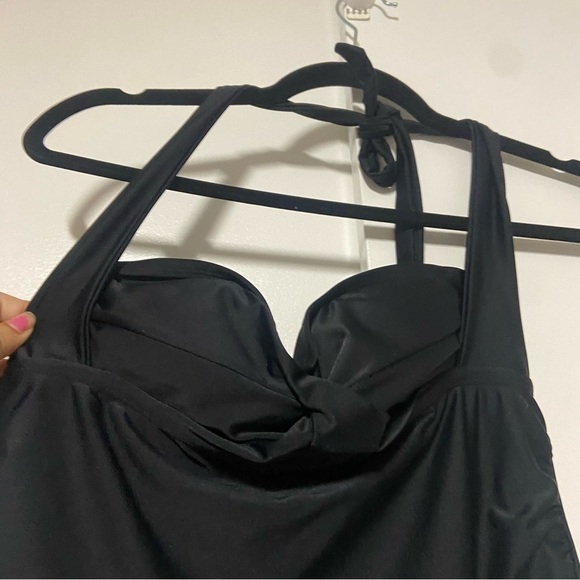 Beach Belle Swimsuit Halter Black One Piece dress Size 10 - Picture 2 of 8